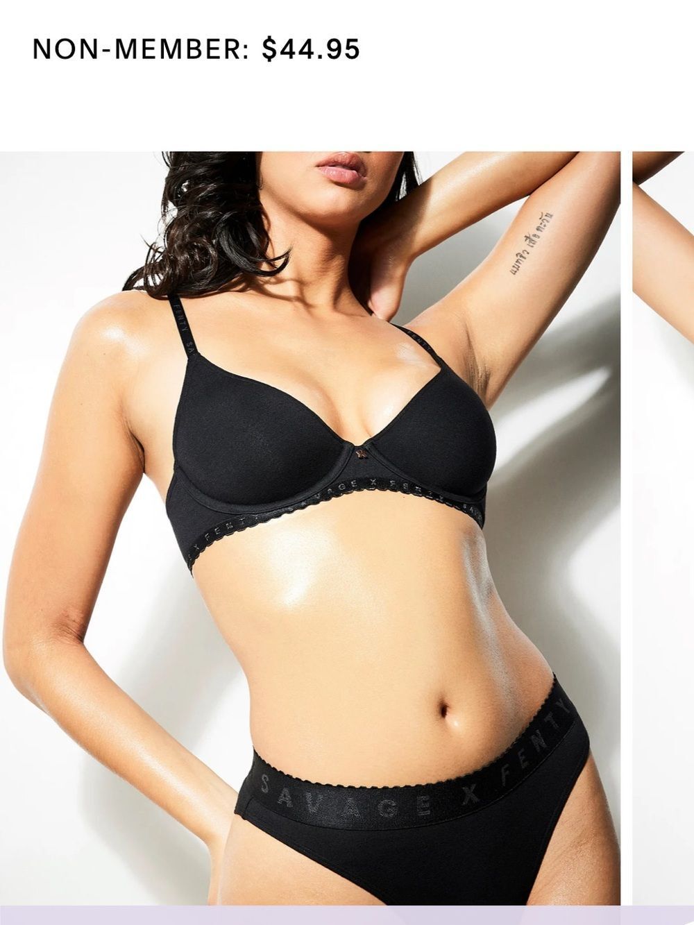 ✨NWT✨Savage X Fenty Cotton Jersey Unlined Underwire Bra Black 34D